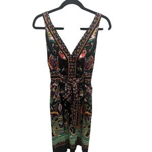 ECI Womens Dress Size 10 Black Floral Sheath Sleeveless Knee Length Casual